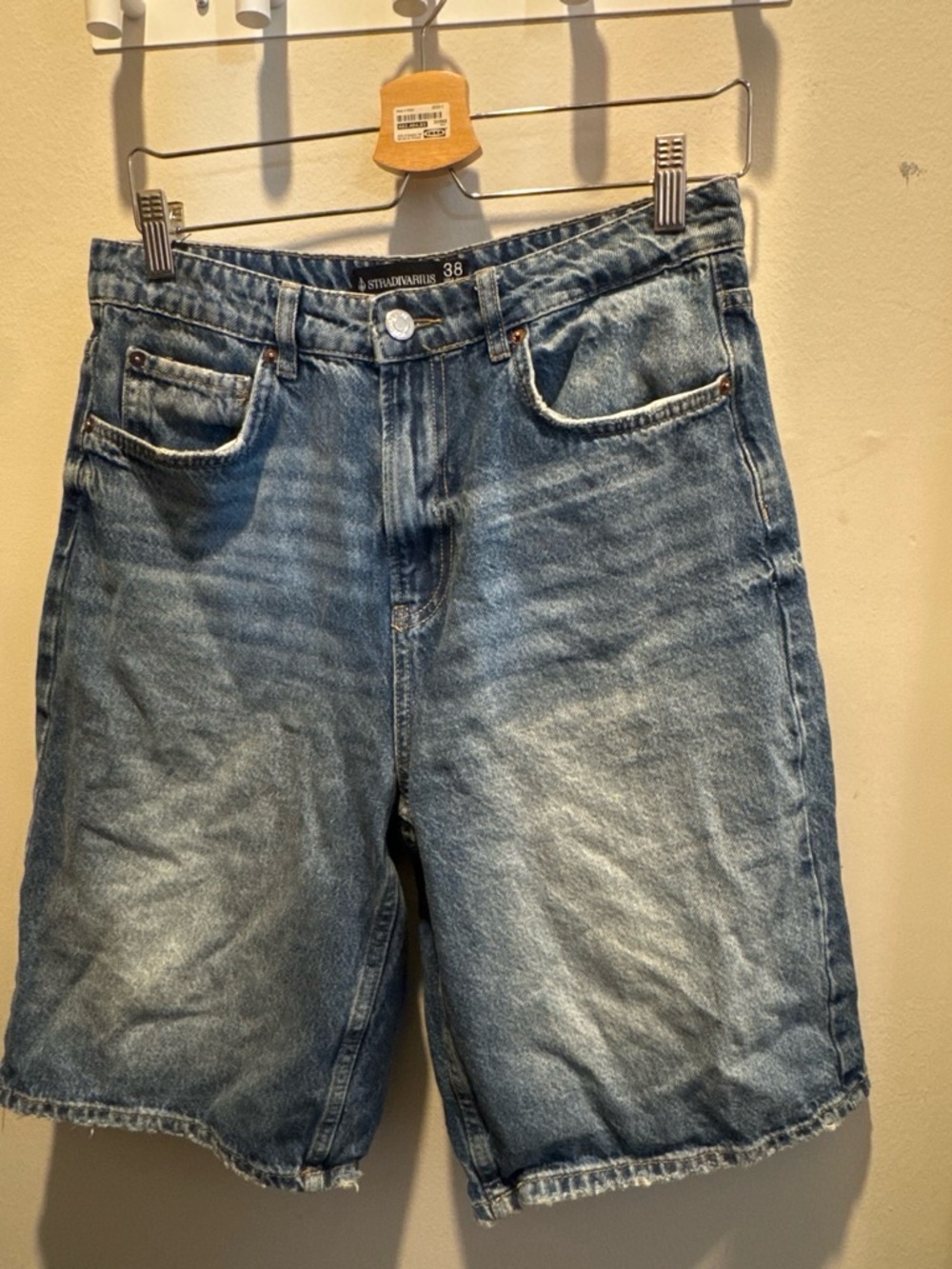 Stradivarius Men's Light Blue Washed Denim Shorts